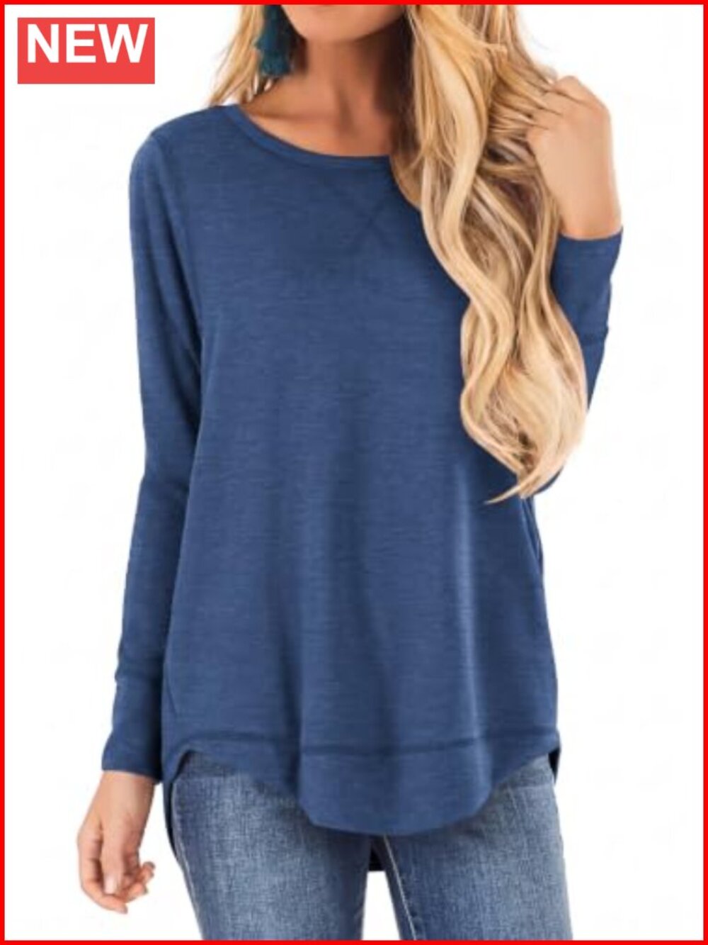 Women's Long Sleeve Side Split Tunic Top Loose Dressy Casual Fall